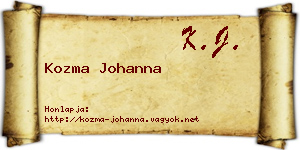 Kozma Johanna névjegykártya